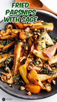 Can you fry parsnips? Yes, you can, for the best Fried Parsnips with Sage, a side dish recipe with a golden, sweet glaze and nuts.