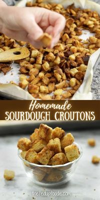 Sourdough croutons are golden, crunchy bites bursting with the rich, tangy flavor unique to sourdough. For a lighter, airier texture, use Soft Sourdough Bread; for a heartier crunch, go with Sourdough Baguettes. These easy croutons bring an irresistible crispy texture to salads, soups, or even as a savory snack on their own.