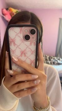 #pink #phonecase #bows #coquette #coquetteaesthetic #nails #pinknails #bownails