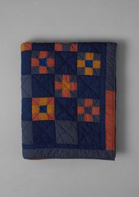 Astrid Check Patchwork Cotton Quilt | Deepest Blue/Sienna