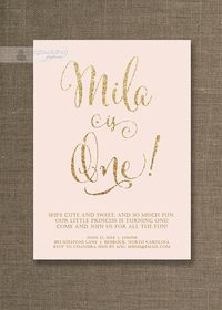 Blush Pink 1st Birthday invitation