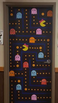 Pac-man Classroom door “game on for an a-MAZE-ing year”