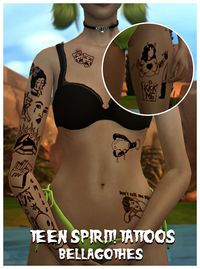 Teen Spirit! Tattoos tattoos are the only thing i have going for me so heres some more tattoos for your sims. two swatches ( dark and light ) af / am upper left arm custom thumbnail disabled for...