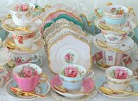 Mismatched vintage tea sets for an eclectic, modern high tea party.