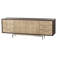 Resource Decor Mid Century Latham Stainless Steel Shagreen 6 Drawer Sideboard | Kathy Kuo Home