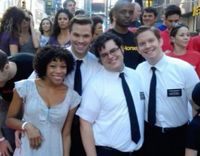 Andrew Rannells (Elder Price), Josh Gad (Elder Cunningham, Nikki M James (Nabulungi), and Rory O’Malley (Elder McKinley)