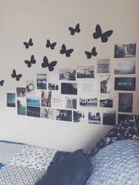 wall ideas -  I have butterflies like this on my wall! I like the idea of black…