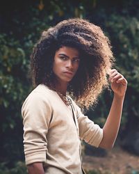 French-African male model Cohé Paroix (guys, long hair, curly)