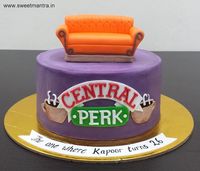 Customized designer FRIENDS tv show theme fondant birthday cake with 3d couch for friend at Pune