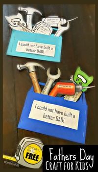 Looking for a super cute, but quick and easy fathers day craft? You will love this printable fathers day craft for toddler, preschool, pre-k, kindergarten, first grade, 2nd grade, and 3rd graders. This father’s day toolbox craft is such a fun homemade fathers day gifts for kids can make for their Daddy to celebrate Father’s Day on June 21st. Simply print the Fathers Day Craft for Kids free template, cute, color, fill in and present your gift to Dad filled with sweet memories.