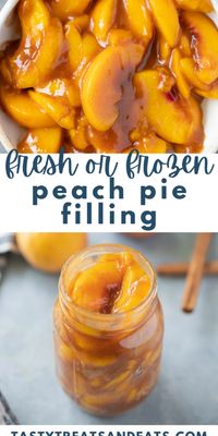 Fresh or Frozen Peach Pie Filling is delicious and easy to make! Learn how to make peach pie filling from scratch with only 6 ingredients!