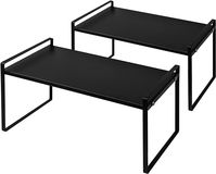 Amazon.com - Nxconsu 2Pack Cabinet Shelves Stackable Organizer Rack Riser for Kitchen Cabinet Pantry Cupboard Counter Countertop Home Organization Storage Space Saver Heavy Duty Metal Nonslip Black Tall