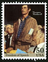 "Freedom of Speech" by Norman Rockwell US Stamp