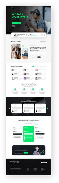 Podcast website landing page on Behance