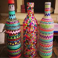 My favorite is the wine bottle decorations. This site also has an easy recipe for taking the label off.