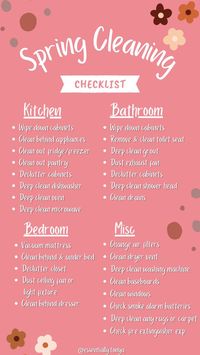 Free Printable Spring Cleaning Checklist #printable#springcleaning #spring #organization #CreativeIdeas #Inspiration #Trends #HomeTrends #Inspo #Ideas #Motivation