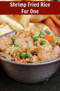 Shrimp Fried Rice made with cooked rice and plenty of shrimp and vegetables. An easy single serving meal that cooks in just 10 minutes!