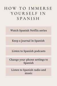 I have written over 50+ (mostly free!) resources for learning Spanish on your own. You can check the full blog post on my blog :) There you'll find my podcast recommendations, Spanish Netflix series, courses, Youtube channels, and other tips for immersing yourself in the Spanish language!