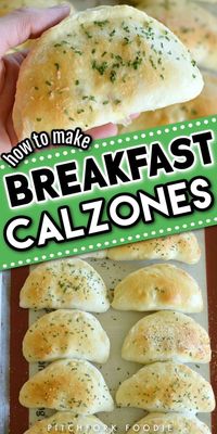 Ham and cheese breakfast calzones are an easy freezable breakfast idea from Pitchfork Foodie! This recipe will remind you of pizza and breakfast hot pockets all wrapped up in one tasty on the go breakfast! Roll out pizza dough and add scrambled eggs, diced ham, and plenty of cheese then bake them up! Making them ahead of time is a morning time game changer!