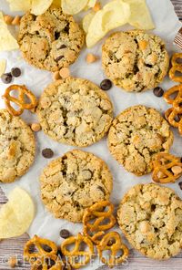 Milk Bar's Compost Cookies®: Crispy, buttery cookies filled with butterscotch and chocolate chips, graham crackers, oats, coffee grounds, pretzels, and potato chips. The perfect cookie for indecisive dessert lovers!