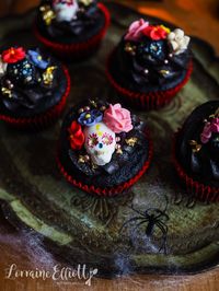 Day Of The Dead Black Velvet Cupcakes @ Not Quite Nigella