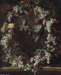 Alexandre-François Desportes (1661-1743) —  Wreath of Grapes  around the Statues of Bacchus and Ceres (777x950)