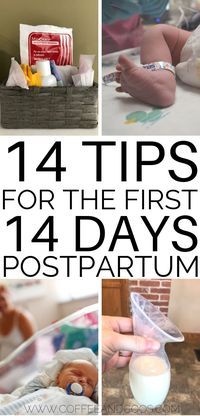 14 tips for the first 14 days postpartum.  Postpartum survival guide for new moms.  What to expect after you have a baby and the best tips and tricks for the forth trimester.  Postpartum recovery tips for brand new moms.  #pregnancy #postpartum