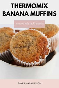 The ULTIMATE soft and moist Thermomix Banana Muffins recipe! Follow my simple step-by-step Thermomix instructions and have delicious muffins prepped, baked and ready to eat in under 30 minutes. Our Thermomix Banana Muffins recipe is the perfect way to use up your ripe (or over-ripe) bananas! #muffins #banana #cafestyle #Thermomix #readyin30minutes #ripebananas