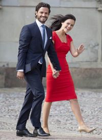 Prince Carl Philip and Sofia Hellqvist at the Royal Palace in Stockholm on June 27 when their engagement was announced.