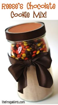 Reeses Pieces Chocolate Cookie Mix in a Jar! ~ from TheFrugalGirls.com {this makes such a fun mason jar gift!} #masonjars #giftsinajar #thefrugalgirls