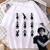 Gender:Men's,Women's,Couple's,Unisex; What's in the box:T-shirt; Types:T-shirt; Style:Fashion,Casual; Occasion:Casual Daily; Material:100% Polyester; Age Group:Adults'; Characters:Wednesday; Cosplay Works:Wednesday Addams,Addams family; Pattern:Anime; Design:Street Style,Classic; Neckline:Crew Neck; Sleeve Type:T-shirt Sleeve; Listing Date:02/07/2023; Production mode:External procurement; Clothing Length:; Bust:; Shoulder Width:; Sleeve Length:; Cuff:; Hat Rope:; Hem/Cuffs Height:; Print Type:Ho