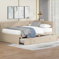 Euroco is committed to providing high quality and upgrading items to our valued customers. Choose our product, you will get the best furniture in your home. This low profile bed can also act as a sofa bed or daybed in guests room or living room for your extra guests. The wood bed frame will provide a soft lane on it. All the bed frame well finished and the trundle bed or 2 drawers will save your space. Color: Beige.