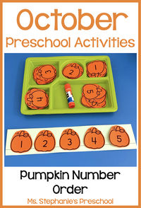 Work on number order with this fun October pumpkin themed preschool activity. Ready to print and easy to prep!