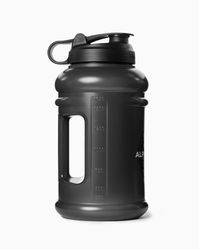 Highlights:. Soft touch matte finish. 73 Oz capacity. Thick carry loop for improved carrying convenience. Shatterproof for durability. BPA Free. Leakproof. Alphalete Unity logo printed | Alphalete Poly Hydrojug | Black | OS