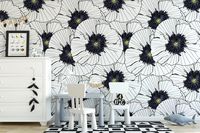 Wallpaper Peel and Stick Wallpaper Black & White Floral - Etsy