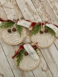 Sweater Ornaments, Upcycled Sweater Ornaments, Farmhouse Decorations, Shabby Chic Decorations, White Sweater Decorations - Etsy