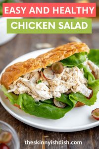 Only 4 ingredients make up this Skinny Chicken Salad that makes a quick and easy lunch or weeknight dinner! #ww #chickensalad