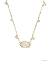 A celebration of both brands’ infectious optimism and adorable icons, meet the Disney | Kendra Scott Gold Mickey Mouse Elisa Short Pendant Necklace in Iridescent Drusy. This signature pendant has a crystal-studded satellite chain featuring mini iterations of everyone’s favorite pal. It’s the feeling of everyday magic, right in your jewelry box. Metal 14k Yellow Gold Over Brass Material Iridescent Drusy Closure Lobster Clasp W/ Single Adjustable Slider Bead Size 14"Chain With 5"Chain; 0.76"L X 0.