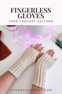 Ridged Crochet Fingerless Gloves