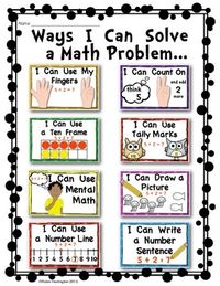 (sample page) Kindergarten Common Core Solving Math Problem Strategy Posters for the Classroom. $