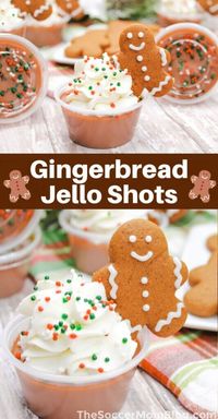 These Gingerbread Jello Shots are cute and easy to make! They taste like a gingerbread cookie, but in a jello shot form!