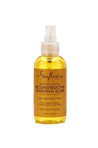 SheaMoisture Raw Shea Butter Reconstructive Finishing Elixir SheaMoisture is no doubt one of the most popular brands out there for natural hair, and many curly women find their products irresistible. This finishing oil spray is packed with botanical ingredients that benefit all textures. Most of the magic from this product comes from the argan oil, which is known for its ability to penetrate the hair shaft while providing tons of shine. It also contains avocado oil, which is a monounsaturated fa