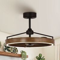 Parrot Uncle 27-in Matte Black Integrated LED Indoor Fandelier Ceiling Fan with Light and Remote (3-Blade) in the Ceiling Fans department at Lowes.com