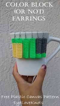 Color Block (or Not) Earrings – Free Plastic Canvas Pattern