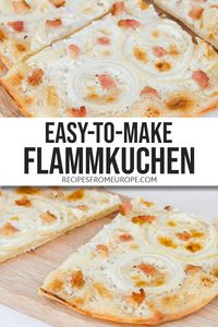 Looking to make delicious Flammkuchen? This classic recipe for Tarte Flambée is easy to make and topped with a creamy base, onions, and bacon!