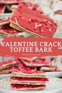 Treat your loved ones to Valentine Saltine Toffee Bark with this simple recipe with melted chocolate and saltine crackers to make the perfect salty and sweet valentine treat.