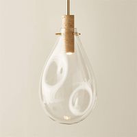 Calandra Glass and Travertine Pendant Light Small + Reviews | CB2