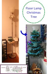 I created a Christmas tree by wrapping faux branches around my Floor Lamp!