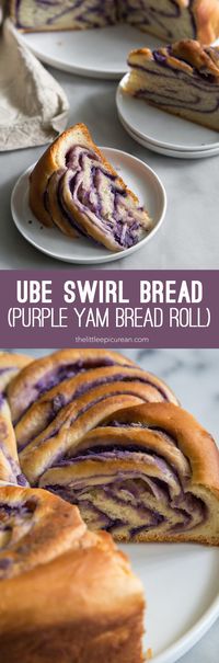 Ube Swirl Bread: soft yeasted dough filled with a sweet coconut and purple yam paste. It's an Filipino variation on a classic cinnamon roll.