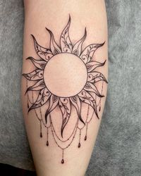 ornamental sun 🌞 obsessed with this placement and style! I’d love to do more custom work like this :) . . . . . . . . . #sun #suntattoo… | Instagram